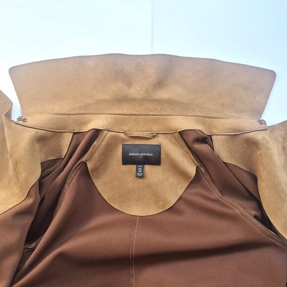Banana Republic faux suede trench coat, brown, XS - Picture 3 of 7